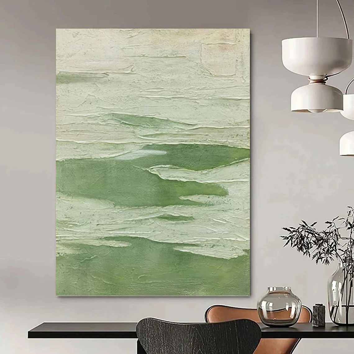 Meadow_Green_White_Abstract_Textured_Wall_Art_AVD0G wall art